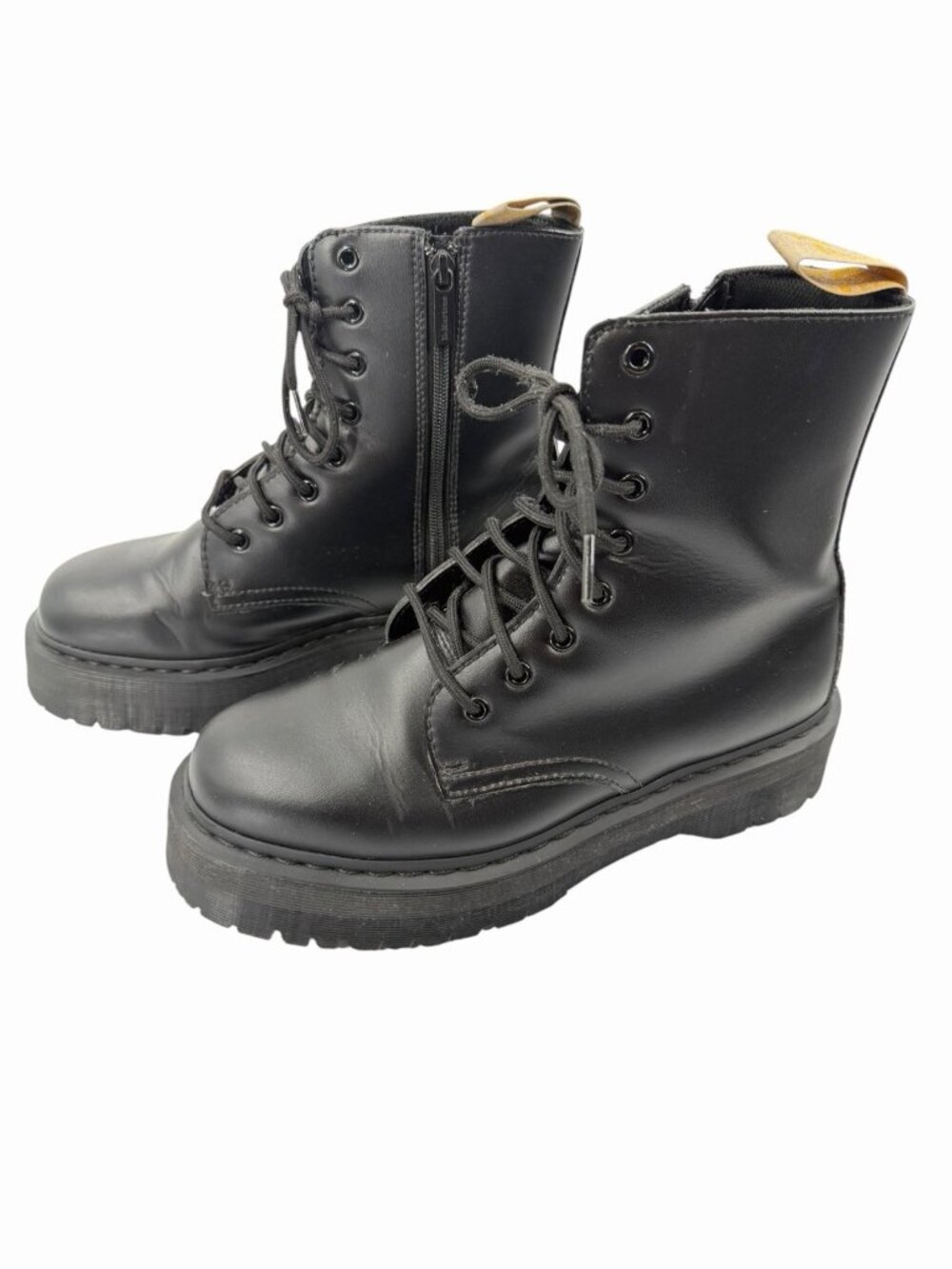 DR. MARTENS Black Vegan Leather V Jadon II Mono Lace Up Boots Mens 10 Wmns 11